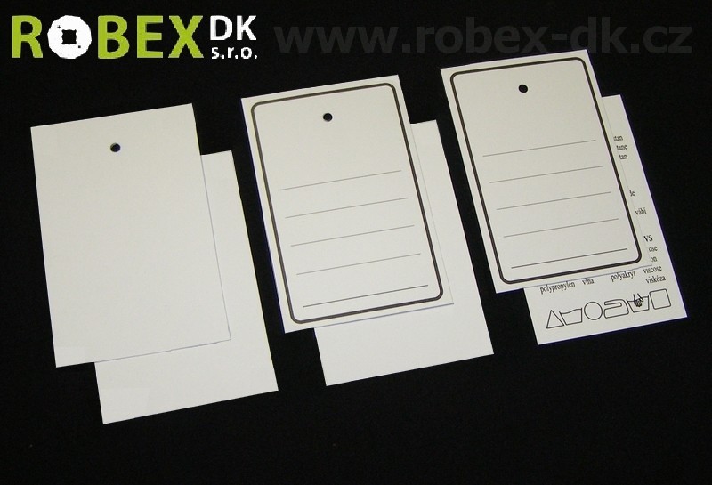 5080 visačky bílé bez tisku - Papírové etikety, visačky typ 5080 / 1000 ks (48 x 76 mm - 3 typy)